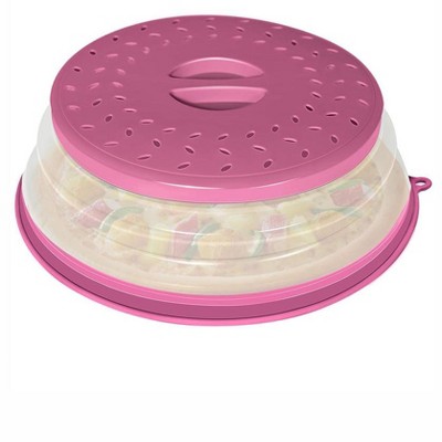 Itopfox Collapsible Microwave Splatter Cover with Vent Holes, Foldable Lid for Dishes & Bowls, Multi-Use Kitchen Splatter Guard & Colander (Purple)