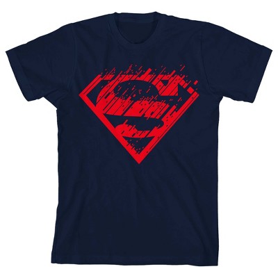 Superman Ripped Logo Boy's Navy T-shirt