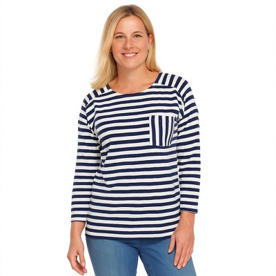 Erika Women's Striped Navy and White Newport Tee