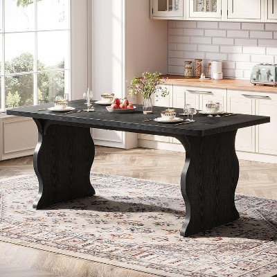 Tribesigns Dining Table for 4-6, 63" Rectangular Modern Kitchen Table, Farmhouse Large Kitchen & Dining Room Furniture,Black