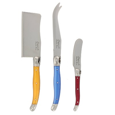 3pc Stainless Steel Laguiole Cheese Knife Set - French Home: Off-White, Dishwasher-Safe, Includes Storage Box