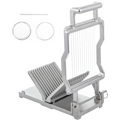 VEVOR Cheese Cutter With Wire 1 cm & 2 cm Cheeser Butter Cutting Blade, Aluminum Alloy Commercial Cheese Slicer, Silver