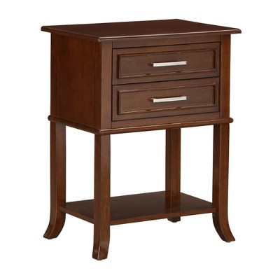 Breighton Home Sydney 2 Drawer End Table with Shelf in Espresso