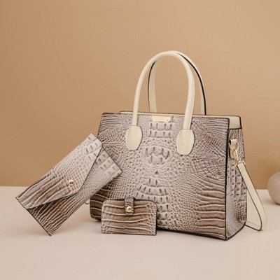 Paaaawaters Set of 3 Crocodile Print Tote Bag - Large Capacity, Fashion Women's Handbag for Daily & Evening Use