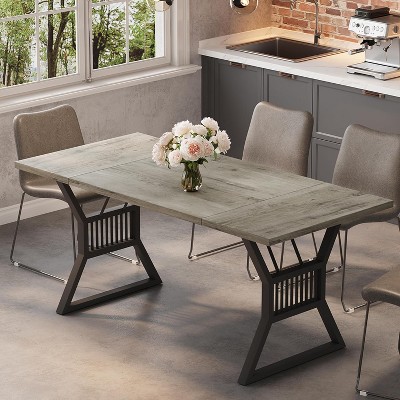 ODK Large Dining Table for 6-8, Industrial Wooden Kitchen Table with Sturdy Metal Legs, Rectangular Long Dinner Table for Kitchen, Dining Room