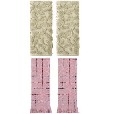 REGALWOVEN 4 Pcs Cotton Bathroom Absorbent Soft Boho Hand Towel