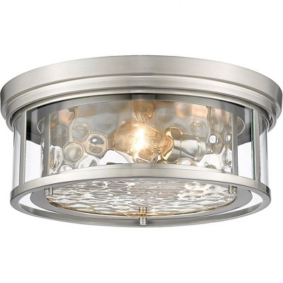 Clarion 16" 3-Bulb Flush Mount Light - Dimmable Waterglass Shades, Damp Rated, Transitional Design