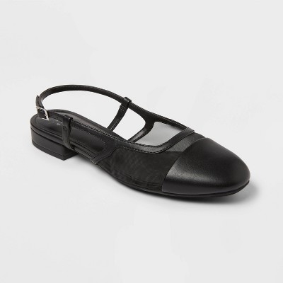 Women's Evelyn Mesh Slingback Ballet Flats - A New Day™ Black