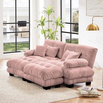 Christopher Knight Home Nelson Chenille 94" Sectional Sofa with Upholstered Wide Arm Sofa and Convertible Ottoman