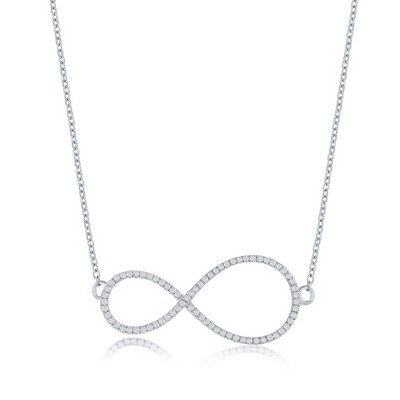 Diamonds D'Argento Sterling Silver, Infinity Design Diamond Necklace - (73 Stones) - Silver - 16+2 Inch