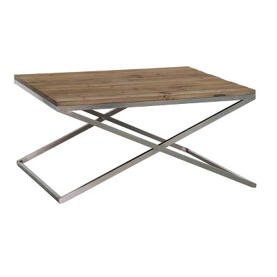 Boraam Savannah 39.5" Wide Rectangular Wood and Metal Coffee Table Natural