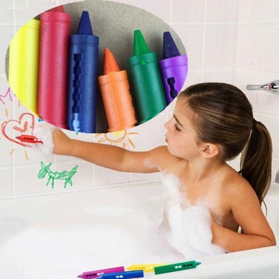 6 bathroom crayons/set erasable graffiti toy graffiti pens, suitable for baby bathing, 6 colors (4 colors+2 repeated colors)
