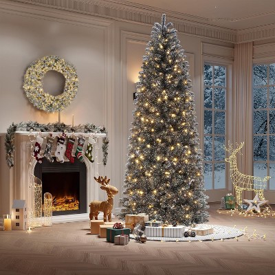 Christmas Tree, Artificial Pencil Christmas Tree with Sturdy Metal Stand & Realistic Branch Tips