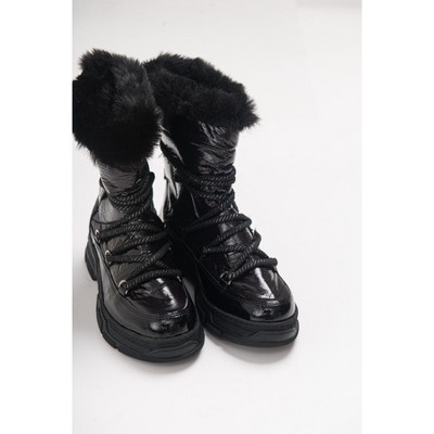 Rosie Black Fur-Lined Winter Boot (Women) | Prologue Shoes