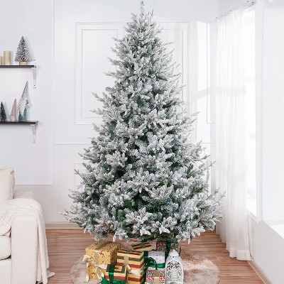 Home Imports Emporium 7.5ft Frosted Christmas Tree with Lights, Christmas Tree Prelit with 3266 Branch Tips, 650 Warm Lights and Metal Stand