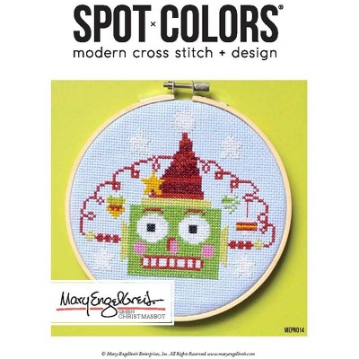 Mary Engelbreit Green Christmas Robot Cross Stitch Leaflet: Intermediate Level