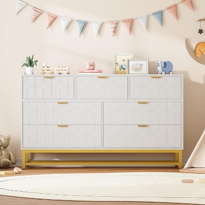 2/3/4/5/6/7 Drawer Dresser for Bedroom, Large Dresser with Metal Legs, Modern Chest Organizer with Wide Storage, for Living Room, Entryway, Hallway