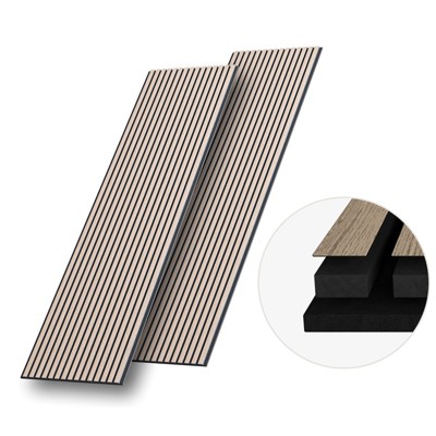 SMARTSTANDARD 94.1 in. x 23.62 in. x 0.9 in. Slat Wood Acoustic Sound Absorbing 3D Decorative Wall Paneling, 2-Pack