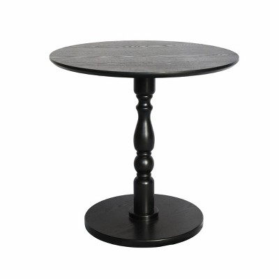 GlasFlength Coffee Tables Round Side Table Small Drink Table Small Accent Pedestal Table for Living Room Corners, Black, 23.23"*23.23"*20.47"