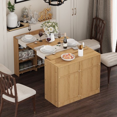 Famapy Dining Table Desk with Expandable Top, Woodgrain Office Dining Solution Kitchen Island