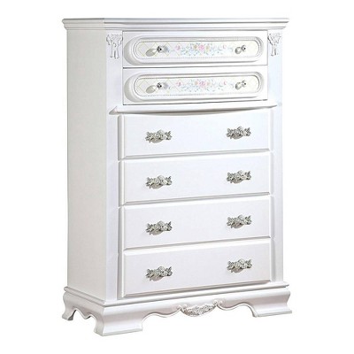 36" Flora Decorative Storage Drawer White Finish - Acme Furniture: 5-Drawer Chest, Wood Composite, No Assembly Required