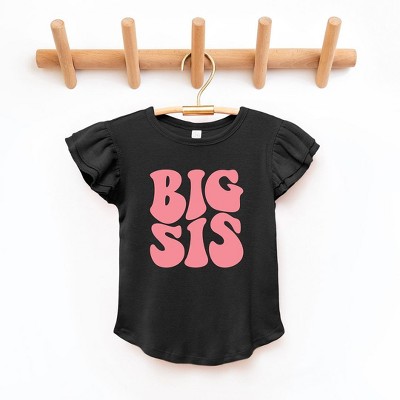 The Juniper Shop Big Sis Wavy Toddler Flutter Sleeve Tee