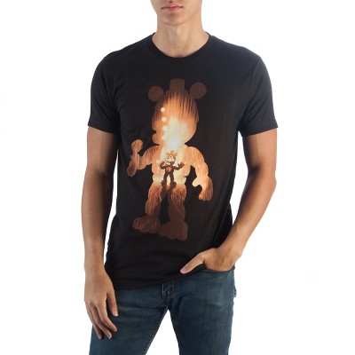 Five Nights at Freddy's Freddy Fazbear Silhouette Shape Tee, Arcade Pizza Palace Space Filled T-Shirt FNAF
