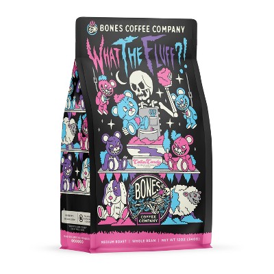 Bones Coffee Company What the Fluff?! Berry Cotton Candy Flavor Ground Coffee Beans 12 oz Medium Roast (Whole Bean)