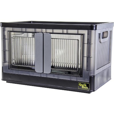 dbest products Quik Box Stackable Storage Bins With Doors Collapsible Organizer & Foldable Container - 8.4 Gal