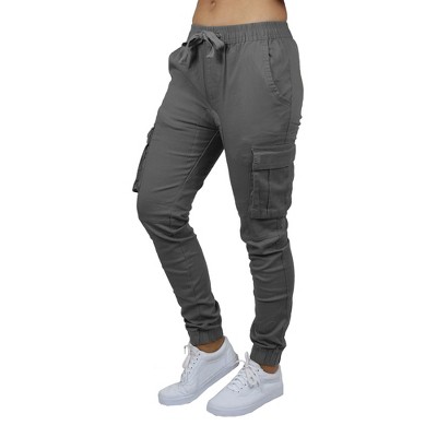 Galaxy By Harvic Women's  Loose Fit Cotton Stretch Twill Cargo Joggers
