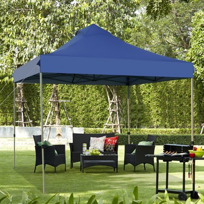 Tangkula 10' x 10' Pop Up Canopy Tent Easy Set-up Outdoor Tent Commercial Instant Shelter w/ 3 Adjustable Heights Blue/Grey/White
