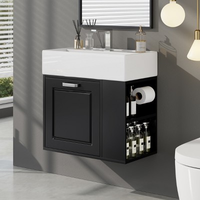 KTMBDW 21.8" Floating Bathroom Vanity and Ceramic Sink with Soft Close Door