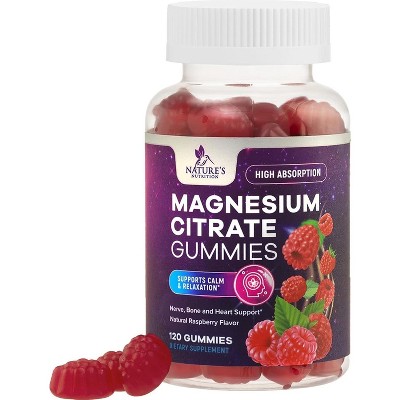 Magnesium Gummies Supplement - High Absorption Magnesium Citrate Supplement Adults & Kids, Calm Magnesio Gummy - 120 Gummies By Nature's Nutrition
