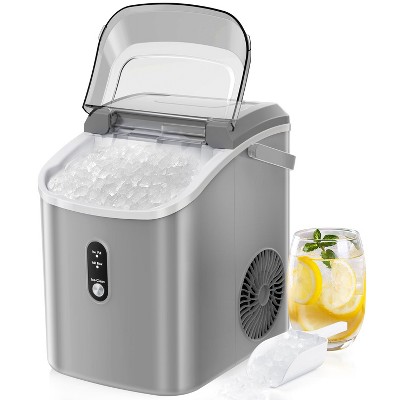 R.W.FLAME Nugget Countertop Ice Maker with Soft Chewable Ice, Pebble Portable Machine Scoop, Self-Cleaning, One-Click Operation, White/Black/Gray/Red/Green
