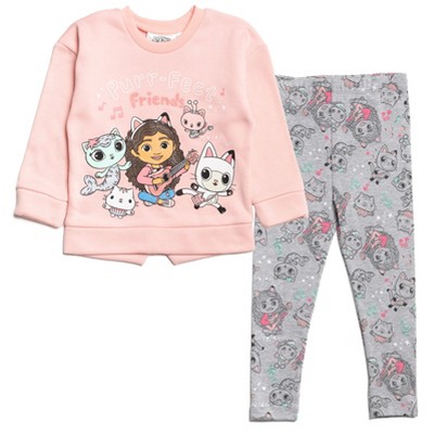 Dreamworks Gabby's Dollhouse Fleece Pullover Sweatshirt and Leggings Outfit Set Toddler