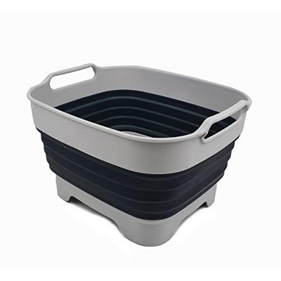 SAMMART Collapsible Dishpan with Draining Plug 9L (2.37 Gallon)
