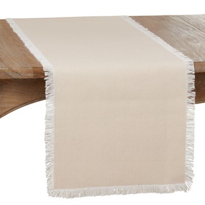 Saro Lifestyle Dining Table Runner With Fringe Borders