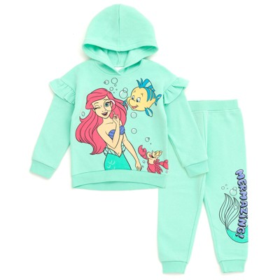 Disney Minnie Mouse Princess Little Mermaid Lilo & Stitch Girls Pullover Fleece Hoodie and Pants Outfit Set Toddler