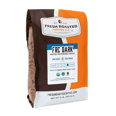 Fresh Roasted Coffee, Organic FRC Dark Decaf Blend, Dark Roast Ground Coffee