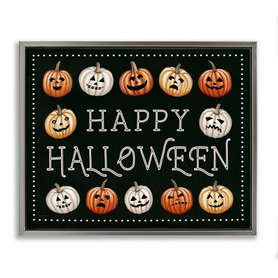 Stupell Industries Happy Halloween Jack-o-Lanterns Floating Frame Canvas Art