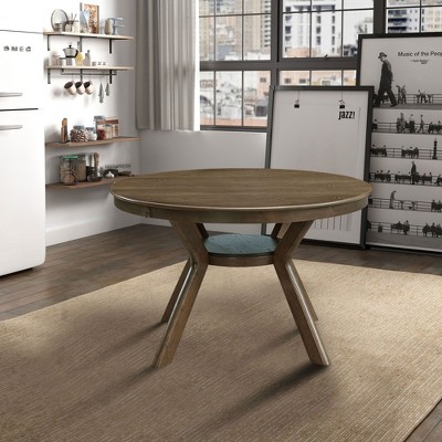 CAVINAS Round Dining Table Kitchen Table Modern Wooden Table with Trestle Pedestal Base for Dining Room