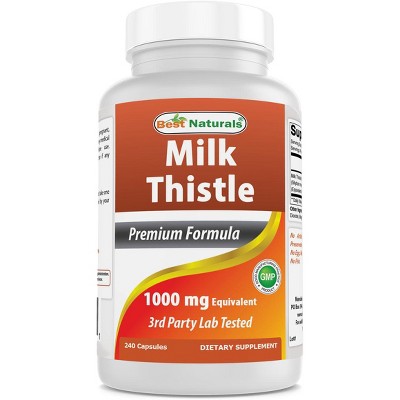 Best Naturals Milk Thistle Extract 1000mg Equivalent - 240 Capsules - Non-GMO & Gluten Free