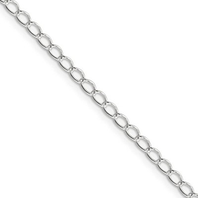 Black Bow Jewelry 3mm, Sterling Silver Half Round, Solid Curb Chain Necklace