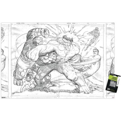 Trends International Marvel Sketch - Hulk vs. Fantastic Four Unframed Wall Poster Prints