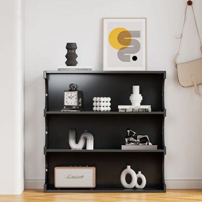 Okak Modern 2 In 1 Bookshelf, Minimalist Floor Bookcase with 4-Tier, Display Case for Living Room, Bedroom, Office