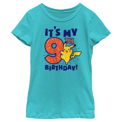 Girl's Pokemon It’s My 9th Birthday Pikachu T-Shirt