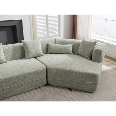 MYINDA Modular Sofa, Modern Minimalist Sofa, Upholstered, Convertible Combination for Living Room,Green