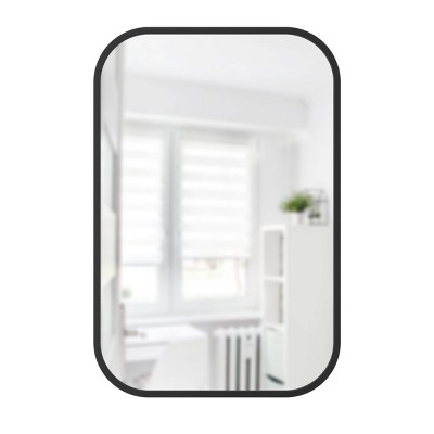 24"x 36" Hub Rectangular Wall Mirror Black - Umbra: Modern Design, No Assembly, Wall Mount