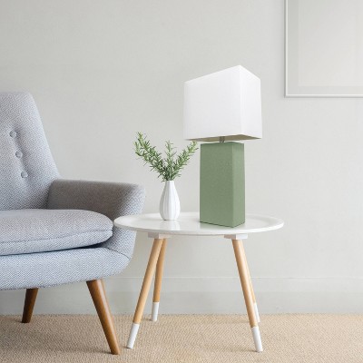 Lalia Home Lexington 21" Leather Base Table Lamps with Fabric Shade