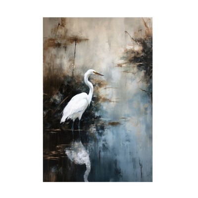 Canvas Wall Art - Treechild  'Egret in Lake' Wall Art for Living Room, Bedroom, or Office Décor by Trademark Fine Art
